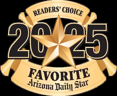 2025 Readers Choice Favorite award badge from Arizona Daily Star with gold star and ribbons